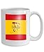 Wistty Regali di Natale/Capodanno tè o caffè o Tazza di Vino 100% Ceramica 11 Once Tazza Bianca Bandiera Nazionale Spagnola Mappa Nome Paese Scritto d Grigio Scuro