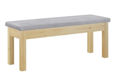 Erst-Holz Sitzbank Küchenbank Kiefer Natur massiv Holzbank Polsterbank 120x40, grau 90.71-39P21