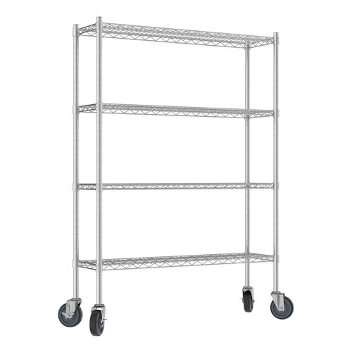 QUIET BOOK Commercial NSF Listed Chrome Mobile Wire Shelving Kit 12