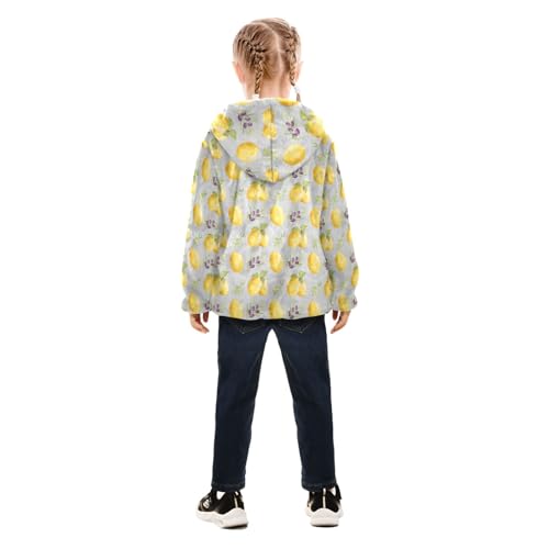 Lemon Olive Toddler Fleece Jacket Baby Girls Hooded Zipper Long Sleeve Thick Warm Outerwear 3-10 Years4
