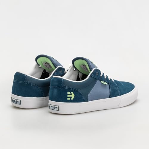 Image of Etnies Barge LS - Classic Skate Look, Slim Vulcanized Silhoutte, Hefty Armored Collar, Reinforced Vulc - Green /Blue - 6