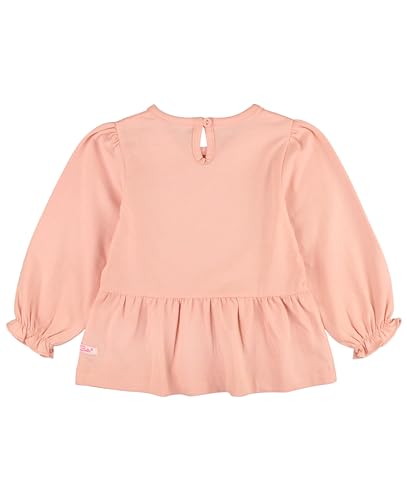 RuffleButts French Rose Knit Puff Long Sleeve Peplum Top - 6-12m2