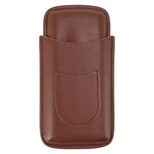 Caja de cigarros, funda de cigarro de cuero portátil con bolsillo, caja de cigarros de cuero de viaje, caja de almacenamiento de cigarros para 3 cigarros, regalos ideales para (Marrón)