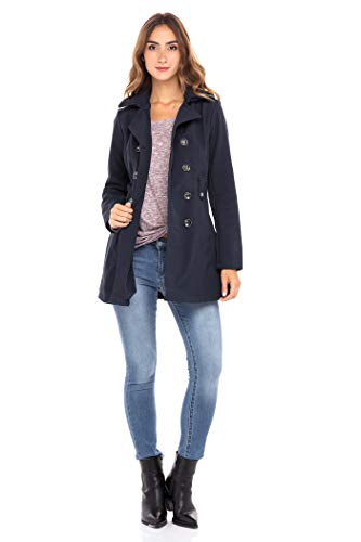 Sebby Collection Women's Soft Shell Trench Coat with Detachable Hood2