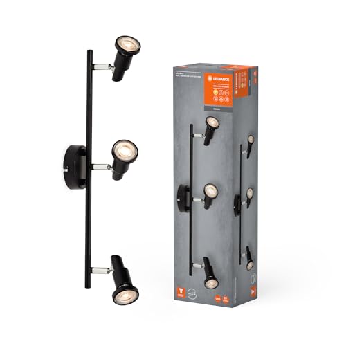 LEDVANCE LED SPOT GU10 3 x 3,4W, 690lm, schwarz, 2.700K Farbtemperatur, warmweiße Lichtfarbe, zeitloses Design, austauschbare LED-Lampe, ideal für Innenräume, CRI 90, verstellbare Köpfe