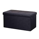 Briconess.com Baule cassapanca Pouf da Interno Rivestito in Ecopelle chiudibile salvaspazio - Black