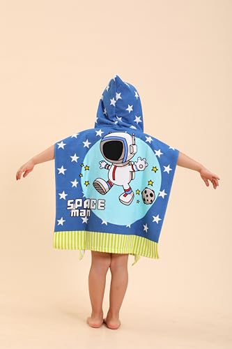 Image of TEHALK Kids Hooded Beach Towels, Soft & Absorbent, Quick Dry, Machine Washable, Astronaut1 Pattern, 24 inch x 24 inch Rectangular, 1 Count