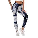 Pantalon de Yoga Coupe Slim en Jacquard tie and Dye, Collants sans Couture pour Le Sport, Le Fitness et la Course A XL