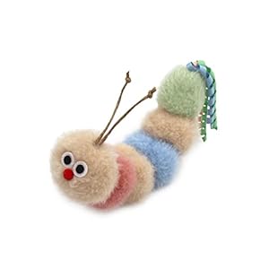 Interactive Natural Catnip Kicker, with Rattle and Ribbon, Bite Resistant, for All Ages Indoor Cat, Soft Caterpillar Kicker, Fluffy Kitten Toy