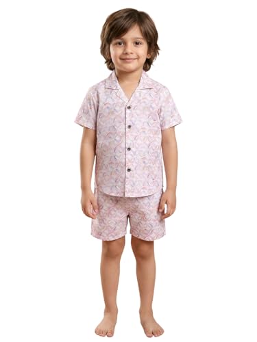 Image of POLKA TOTS 100% Cotton Co-Ord Set for Boys | Half Sleeve Shirt & Shorts Beach Outfit for Kids | Ultra-soft & Breathable Summer Clothes for Toddler & Baby Boy | Casual Dress & Printed Nightwear Set