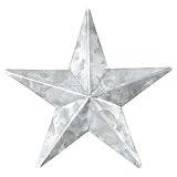 VHC Brands Patriotic Faceted Metal Star Galvanized Wall Hanging 4x4, Independence Day Decor, American Star Design, Distressed Appearance Metal Wall Hanging, Star Shape, Country, Metal Grey