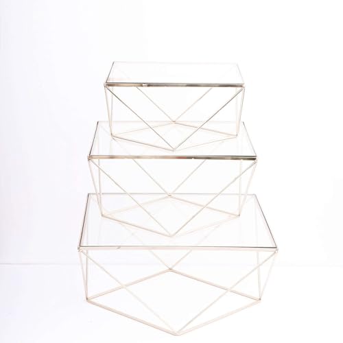 Efavormart CHDLR_CAKE07_SET_GOLD Efavormart Set Of 3 Metal Geometric Cake Stand Gold Cake Riser thumb #6