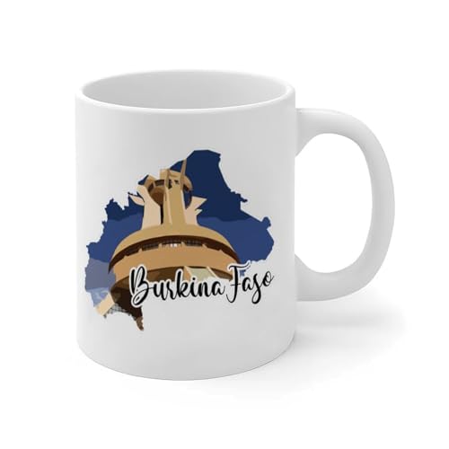 Mug Burkina Faso « World Explorer' Landmark Building » - 325 ml - Tasse à café fantaisie - Cadeau pour papa de la part de sa fille - En céramique - Blanc