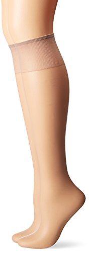 Hanes Silk Reflections Women s 2-Pack Knee High Sandalfoot, Soft Taupe, One Size
