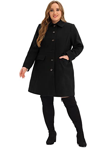 Agnes Orinda Plus Size Coat for Women Peter Pan Collar Single Breasted Winter Long Coats3