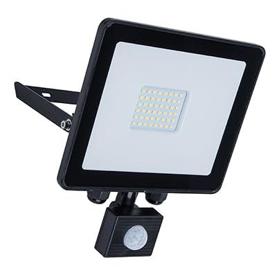 Outdoor Floodlight with Motion Sensor, Black Aluminium, 30W LED