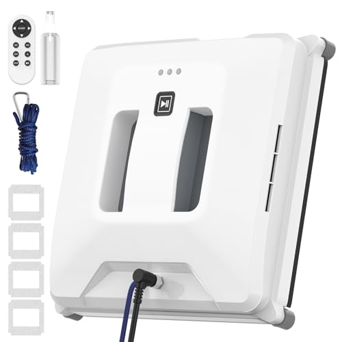 Fensterputzroboter, 3000PA Fensterroboter mit Dual-Spray, 3 Reinigungsmodi, Intelligente Pfadplanung, Schutzsystem, Kantenerkennungsfunktion, Fensterroboter Kabellos mit Fernbedienung, Fenster Roboter