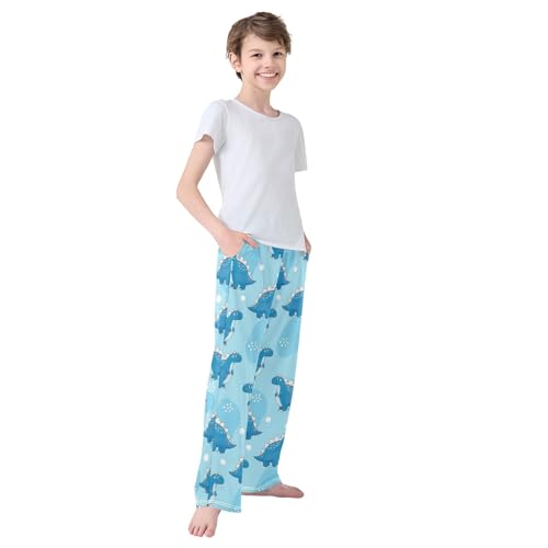 CHIFIGNO Boys Casual Pants with Pockets Cute Blue Dinosaurs Boys Size 9-10 Pants, Big Boys Pants4