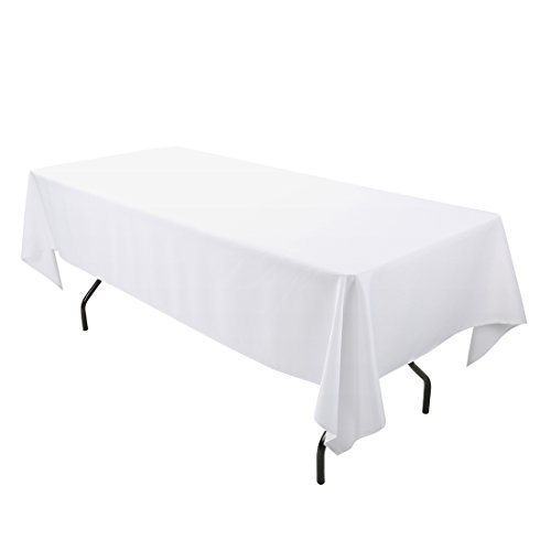 E-Tex 60 X 102-Inch Rectangular Tablecloth, 100% Polyester Washable Table Cloth For 6Ft. Rectangle Table, White #TOP10