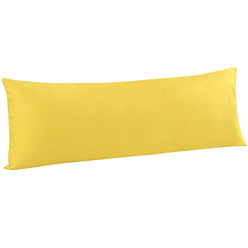 FLXXIE Body Pillow Cover - Super Soft Microfiber 20x54 Body Pillow Case - Envelope Closure, Wrinkle, Stain Resistant Yellow Body Pillowcase 20x54, Yellow