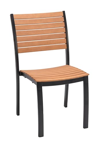METRO Professional Silla apilable Lynx, Aluminio/Madera de eucalipto, Negro