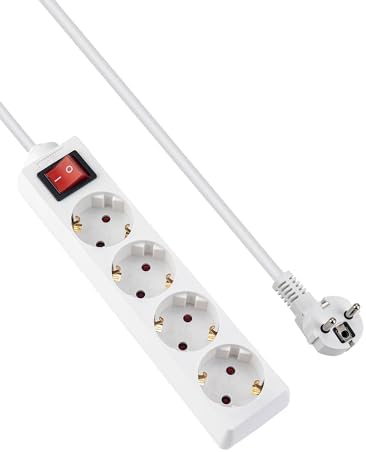 ExtraStar Steckdosenleiste 3-fach - 3m Kabel Mit Kindersicherung | 3680W Maximalleistung In Weiß