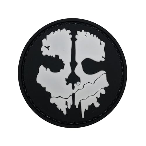 uuKen PVC Call to Duty Patch Skull Patch Black with Hook Fastener Back for Backpacks Bags Hats Caps Vests Uniforms Clothing (Black and White,2