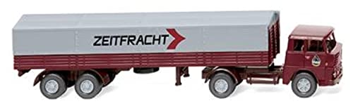 Wiking 051407 H0 Henschel Flatbed Semi-Trailer Time-Cargo Bordeaux Red Grey Tarpaulin Gauge HO 1:87, Various