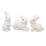 deenkdeng Estatua de conejo de resina para patios, manualidades de jardín, paisaje pequeño, figura de conejo en miniatura, adornos de estatua de animales, material de resina, estatua de conejo de
