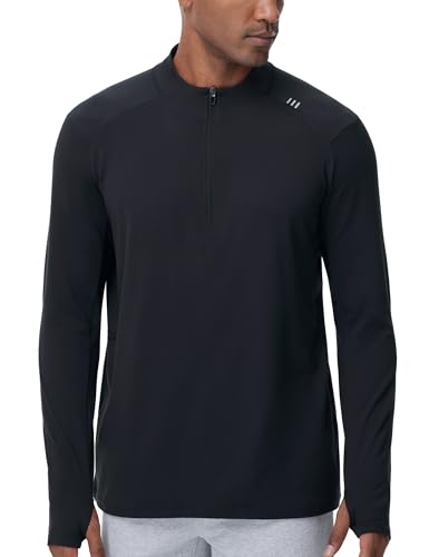 THE GYM PEOPLE Men's Half-Zip Long Sleeve Golf Shirts Soft Lightweight Warm Workout Pullover Sweatshirts with Thumb Hole2