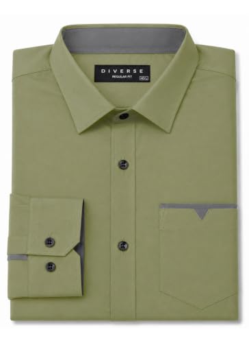 Image of Diverse Men's Cotton Blend Shirt with Pocket Design Spread Collar Full Sleeves Regular Fit and Standard Length | Comfortable Cotton Casual Shirt for Man