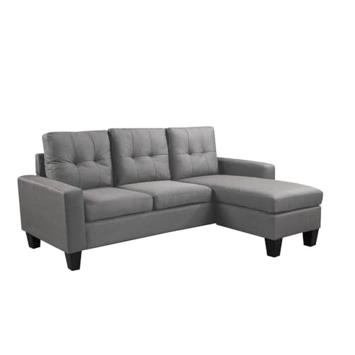 EASYMOBEL Sofá + Puf Convertible en Chaise Longue - 184x131 cm - Estilo Moderno y Clásico, Color Gris Claro