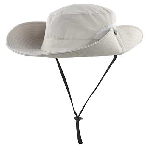 Mukeyo Womens Summer Sun Hat Wide Brim Outdoor Uv Protection Hat Foldable Ponytail Bucket Cap For Beach Fishing Hiking Pure Beige #TOP2