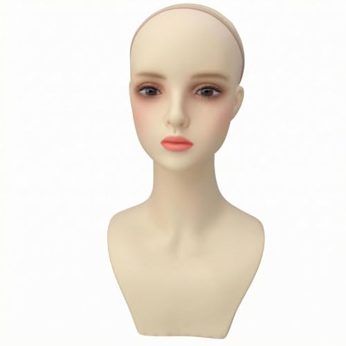 Fhtdhm Cabeza de Maniquí Femenina, Busto de PVC para Joyería, Sombreros Y Gafas.