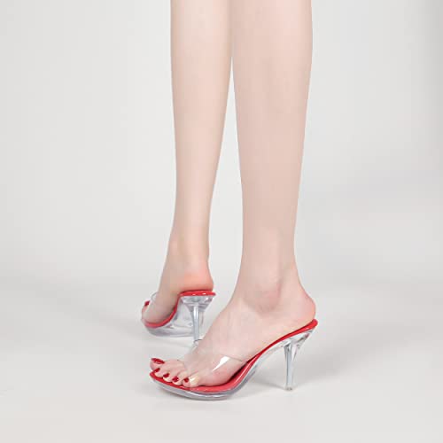 Image of NBUUNBU Silver Clear Heels For Women Dress Shoes Transparent Strap Sexy Stilletos Heels Open Toe High Silver Heeled Sandals Pump Mules