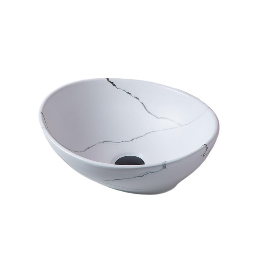 Kx9lb8d One Color Bathroom Vessel Sink Above Counter Basin Round Vessel White Porcelain Ceramic Bathroom Sink, 40 * 33 * 15Cm Vanity Basin