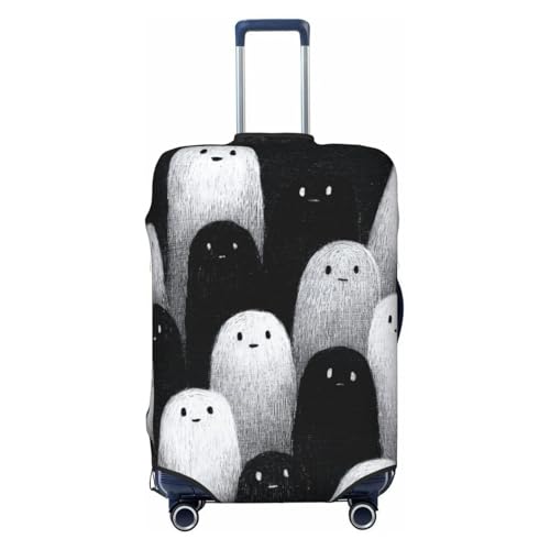 Minimalist Cute Ghosts Elastic Travel Luggage Covers Dustproof Scratch-Resistant Suitcase Protector Fit 22-24 Inch