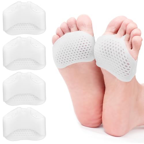 Metatarsal Pads, 4 Pairs Ball of Foot Cushions for Men Women, Soft Silicone Gel Toe Pads for Pain...