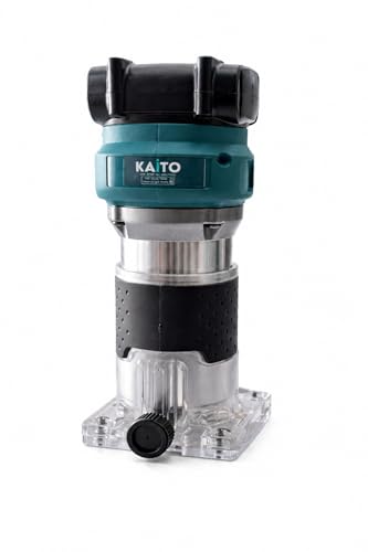 Image of KAITO 21V Cordless Wood Trimmer Machine | 30,000 RPM Brushless Router | 6 Variable Speed | Trimmer Indicator | 2 Li-ion Batteries, Fast Charger, Fixed Base | Wood Cutting, Edge Trimming & Molding Tool
