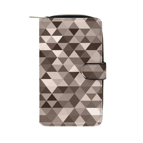 Nugier Women Soft PU Leather Wallet, Zipper Card Case Clutch Credit Bills Money Crash Coin 7.8x4.3x1.4 in Holder Purse Print Triangles Geometric Abstract Polygonal Mosaic Polygons