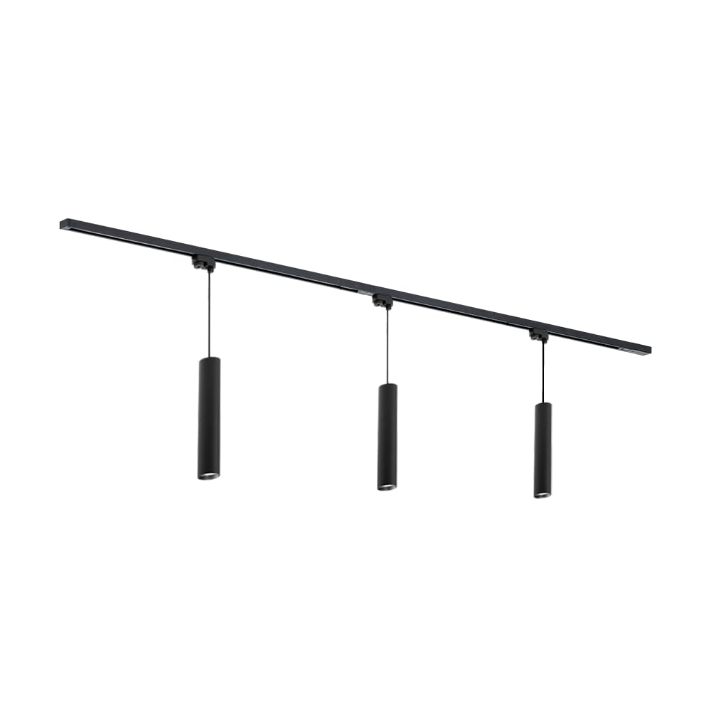 Qub Focus III Monophasé Luminaire Plafonnier LED – 200cm - 3x GU10 Suspension Luminaire - 2x 1m Barre de Spot Plafond – I-Form - Plafonnier intérieur Noir Moderne – Spots et Rails de Spots