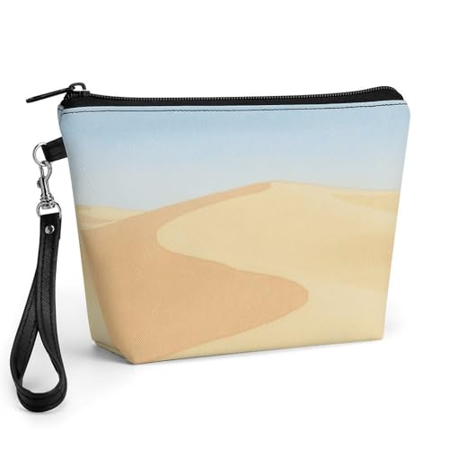 Bolsa de maquillaje organizadora de cosméticos en piel sintética con asa para mujer