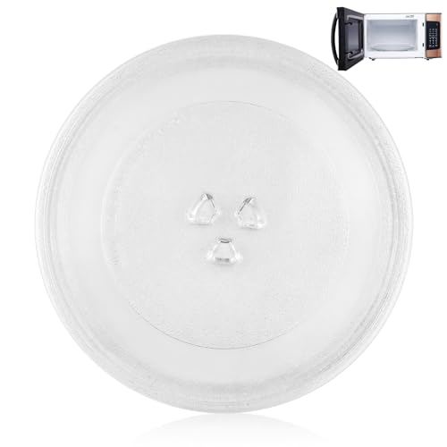 WinGluge Plato Microondas Universal 245 mm de Diámetro, Plato Giratorio de Cristal Redonda con 3 Fijadores Apto para Todos los Modelos de Microondas con un Plato Giratorio de 24.5 CM