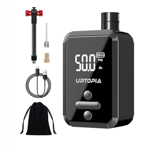 URTOPIA Electric Bike Pump, Fast Inflation Air Pump with Gauge, Up to 150PSI, Efficient Heat...
