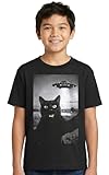 Cat Selfie with Alien UFO Funny Cat Gifts for Kids, Graphic Meme Boy's Novelty T-Shirt- (Kid,L)