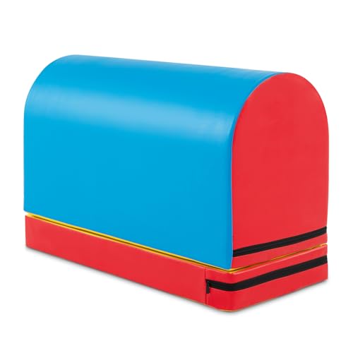 Goplus Mailbox Tumbling Mat, Gymnastics Vaulting Box w/Detachable Mat, Carrying Handle, Premium PU...