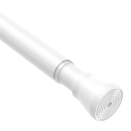 Image of Spring Tension Curtain Rod 30 to 64 Inch, Adjustable Curtain Rods No Drilling Spring Loaded Curtain Rods for Windows Doors Kitchen Closet, White