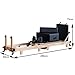 LVYWEX Reformer Pilates Machine,Pilates Reformer Machine for Home Use Foldable Design with Adjustable Resistance Wood Frame Includes Yoga Roller(Black)