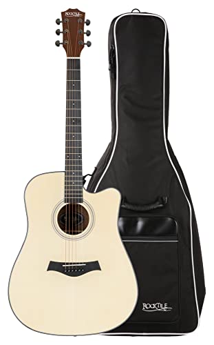 Rocktile WSD-101C NT Guitare acoustique folk, dreadnought Set compris gigbag - Les Beatles, Paul McCartney, John Lennon, RIngo Starr, George Harrison Rocktile WSD-101C NT Guitare acoustique folk, dreadnought Set compris gigbag