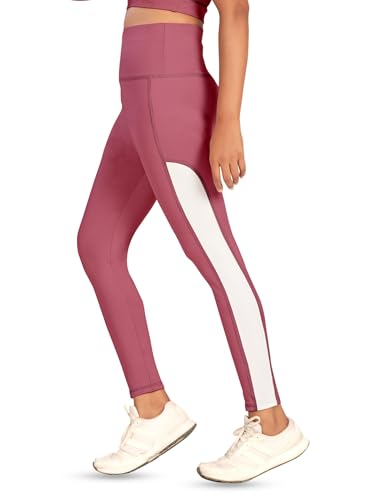 Image of Women's Polyester Blend Yoga Pants with High Rise Waist Stretch Fit Design Side Patti Slim Fit Style and Standard Length | Workout Track Pants | Joggers for GymRunning | Sports Top